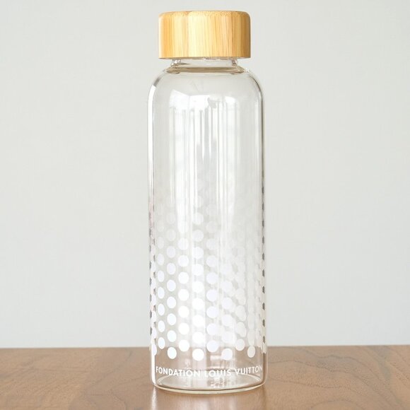 Fondation LOUIS VUITTON Glass Water Bottle Polka Dot Bamboo Lid Paris - Picture 1 of 4